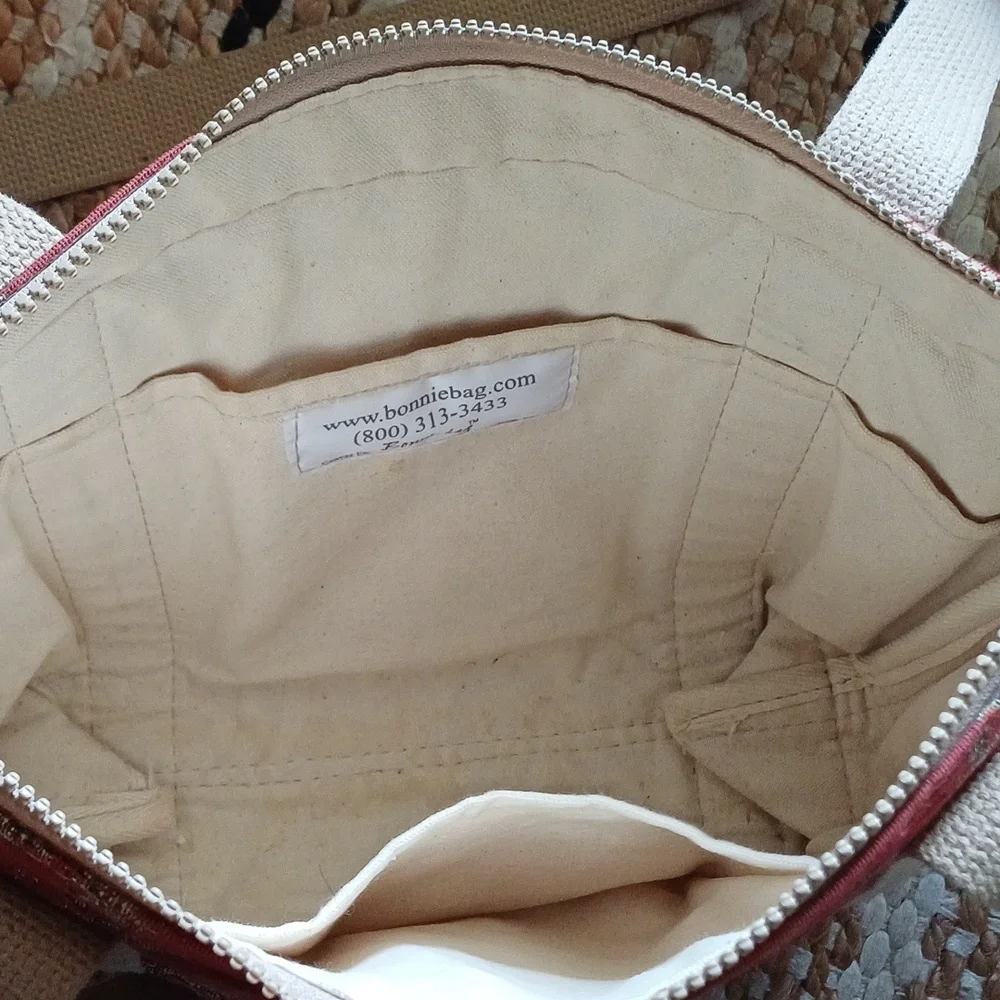 🔥🔥Bonnie Bag Upholstery palm trees vintage knitting needle point storage tote - Picture 9 of 16
